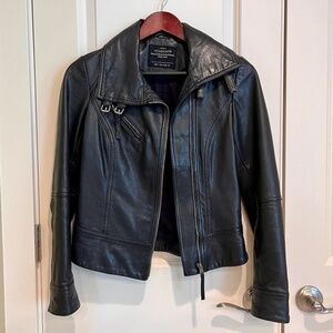 AllSaints Belvedere moto leather jacket black size 0